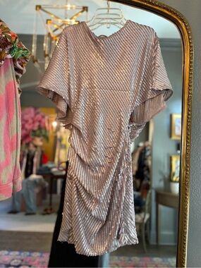 Elliatt Blush Sequin Draped Mini Dress